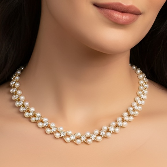 Pave & Pearl Chain Necklace Set - Picture 4 of 4